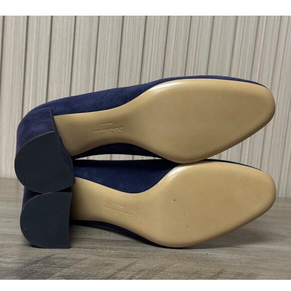 Salvatore Ferragamo 'Arezzo 85' Mirto Suede Calf Leather Heels Size 6.5B - Picture 6 of 13